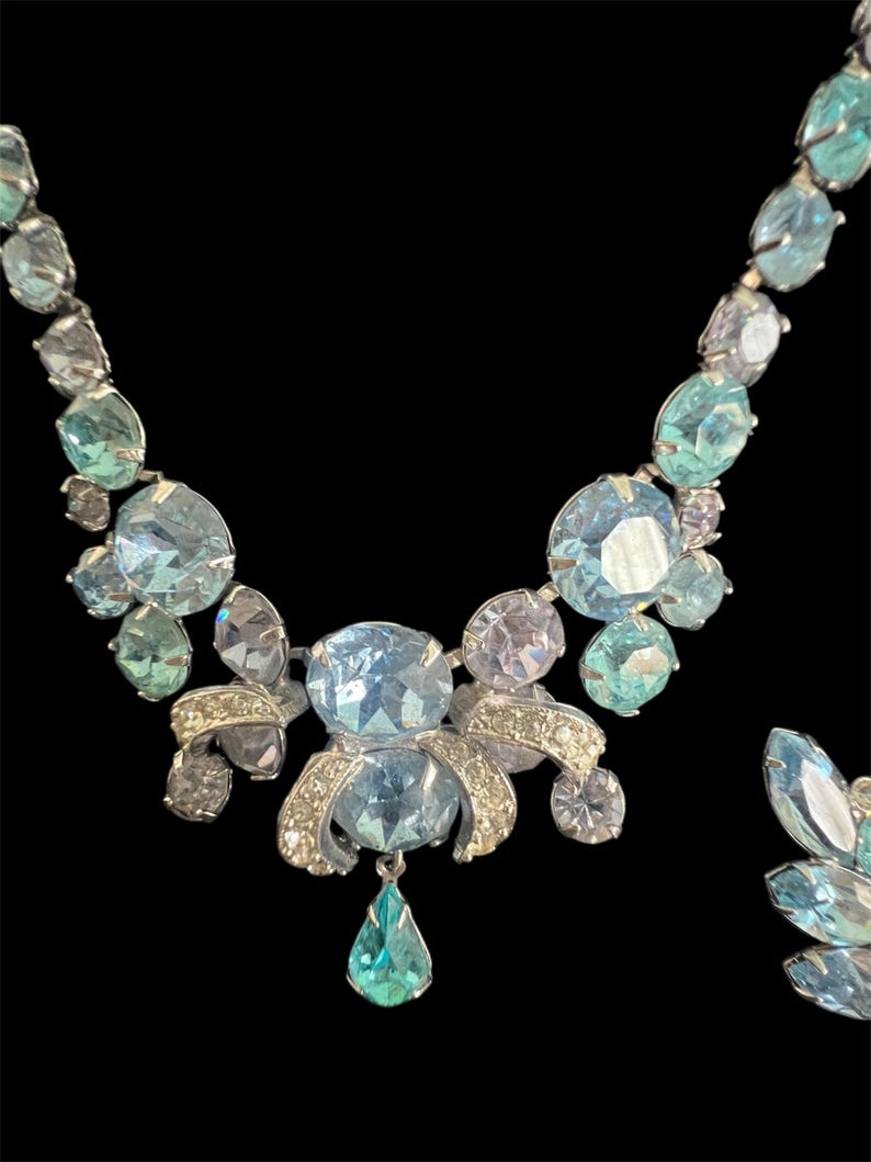 1950 Vintage Eisenberg Necklace and Earrings Set Gorgeous Beautiful