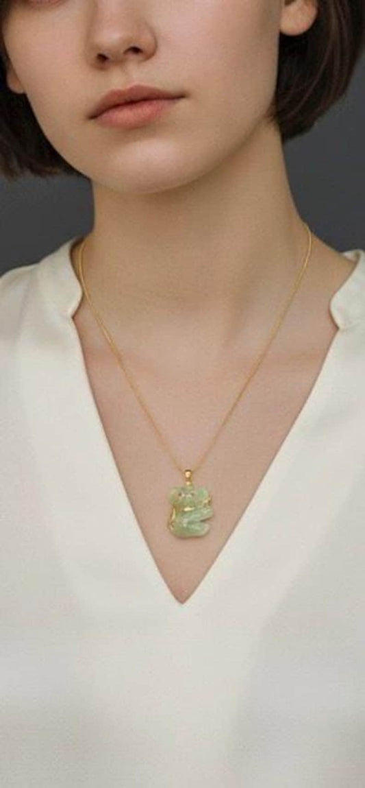 1980 Vintage Estate 14KT Gold Jade Koala Bear with Ruby Eyes