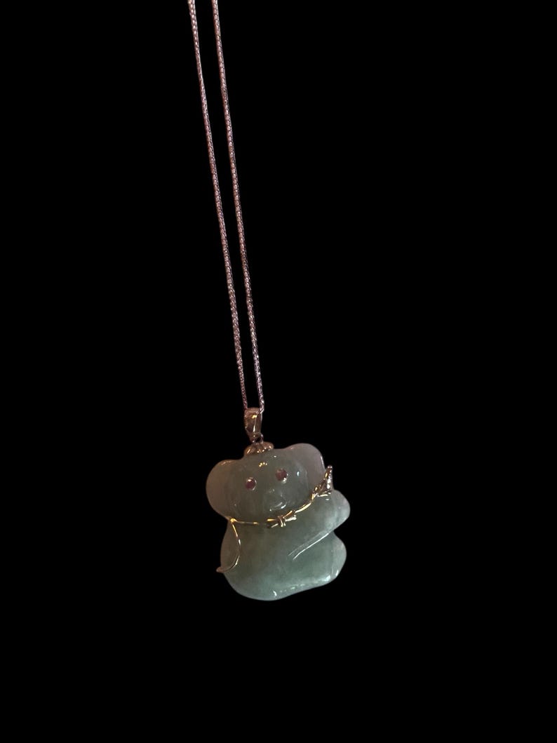 SOLD!1980 Vintage Estate 14KT Gold Jade Koala Bear with Ruby Eyes