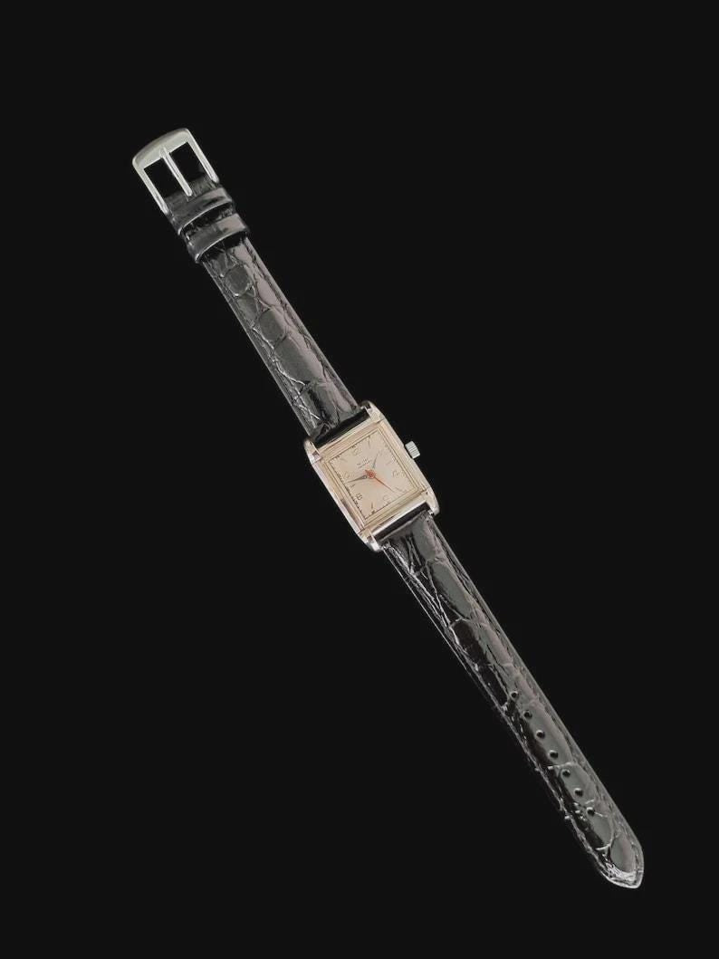 RARE Vintage 1940's Wyler Rectangular Mechanical Watch Deco Swing Classic