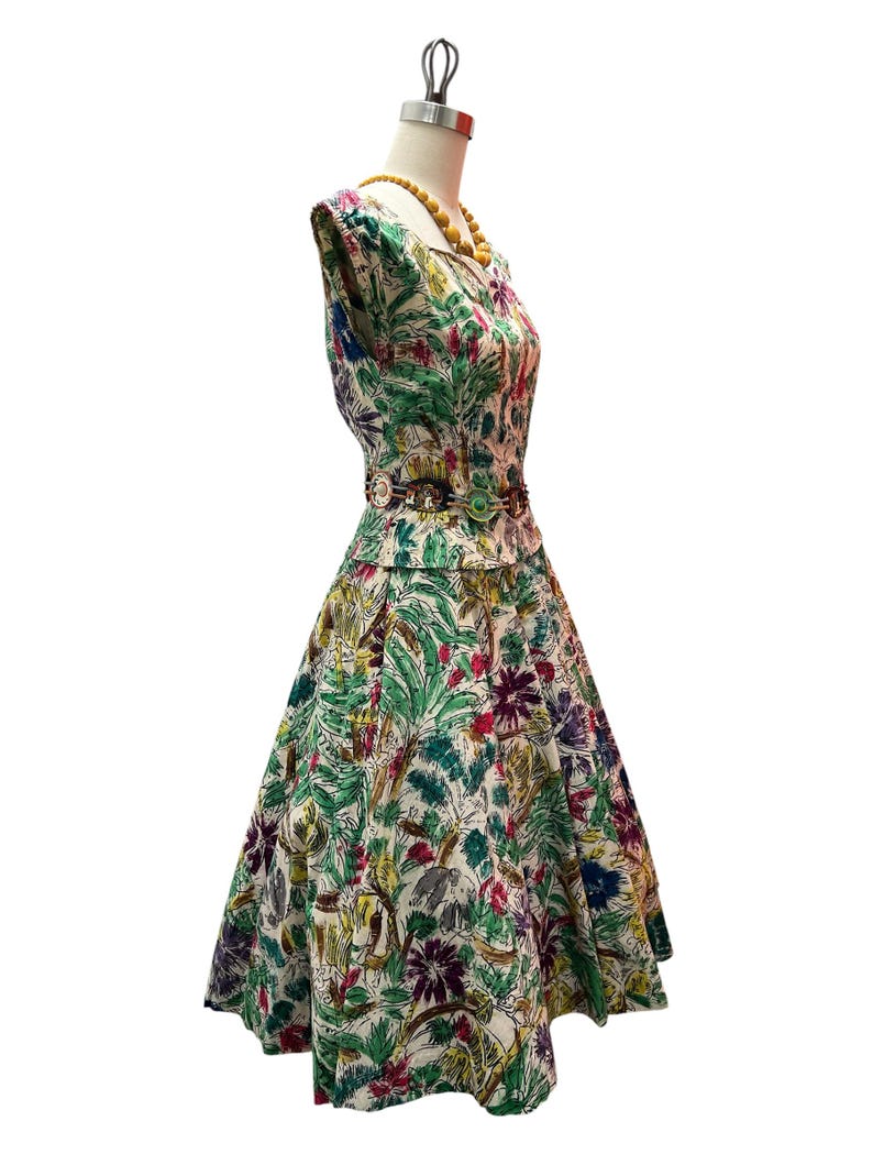SALE!! 1940's Vintage Rare Summer Virgin Island Tourist Cotton Two Piece Dress Set With Sequins Gorgeous