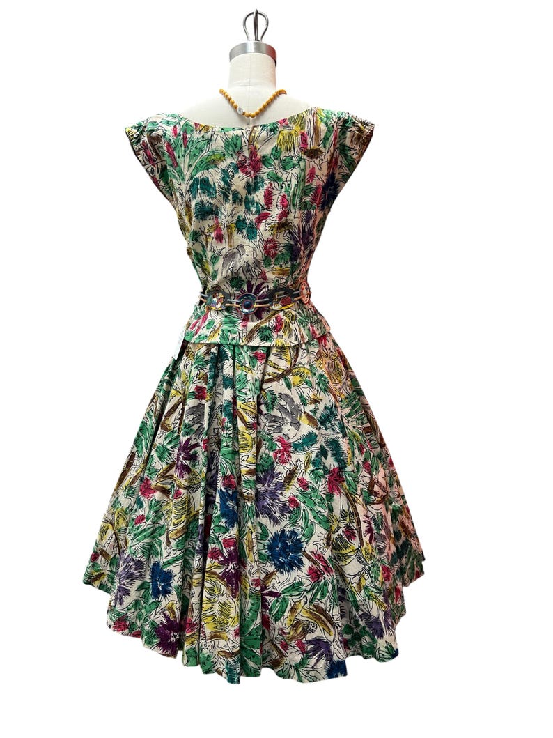 SALE!! 1940's Vintage Rare Summer Virgin Island Tourist Cotton Two Piece Dress Set With Sequins Gorgeous