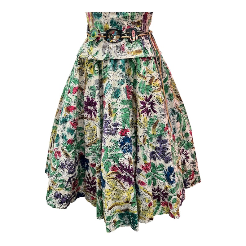 SALE!! 1940's Vintage Rare Summer Virgin Island Tourist Cotton Two Piece Dress Set With Sequins Gorgeous