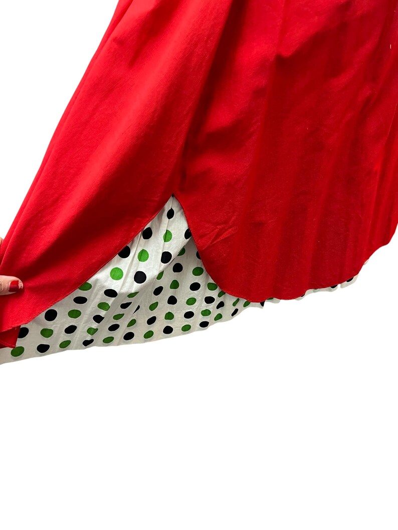 SALE!! 1950's Vintage Red Cotton with Polka Dot Under Skirt Summer Dress