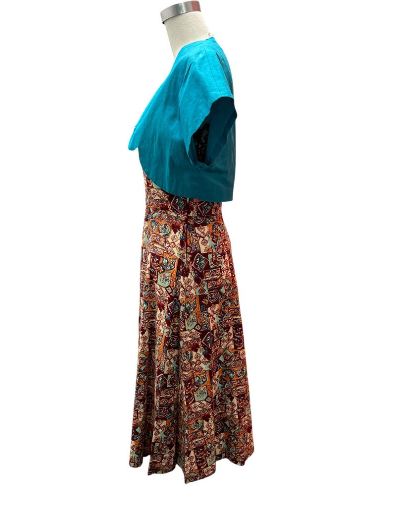 SALE!! 1950 1960 Vintage Hawaiian Print Cotton Dress with Matching Bolero Summer Dress
