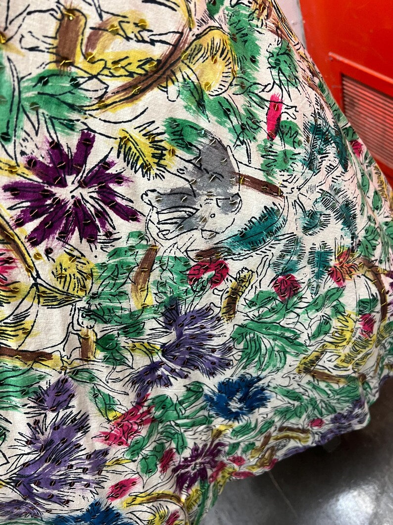 SALE!! 1940's Vintage Rare Summer Virgin Island Tourist Cotton Two Piece Dress Set With Sequins Gorgeous