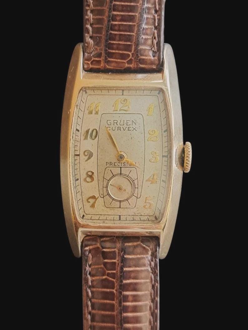 Antique Vintage 1940's Gruen Curvex 10K GF Watch Dapper Swing