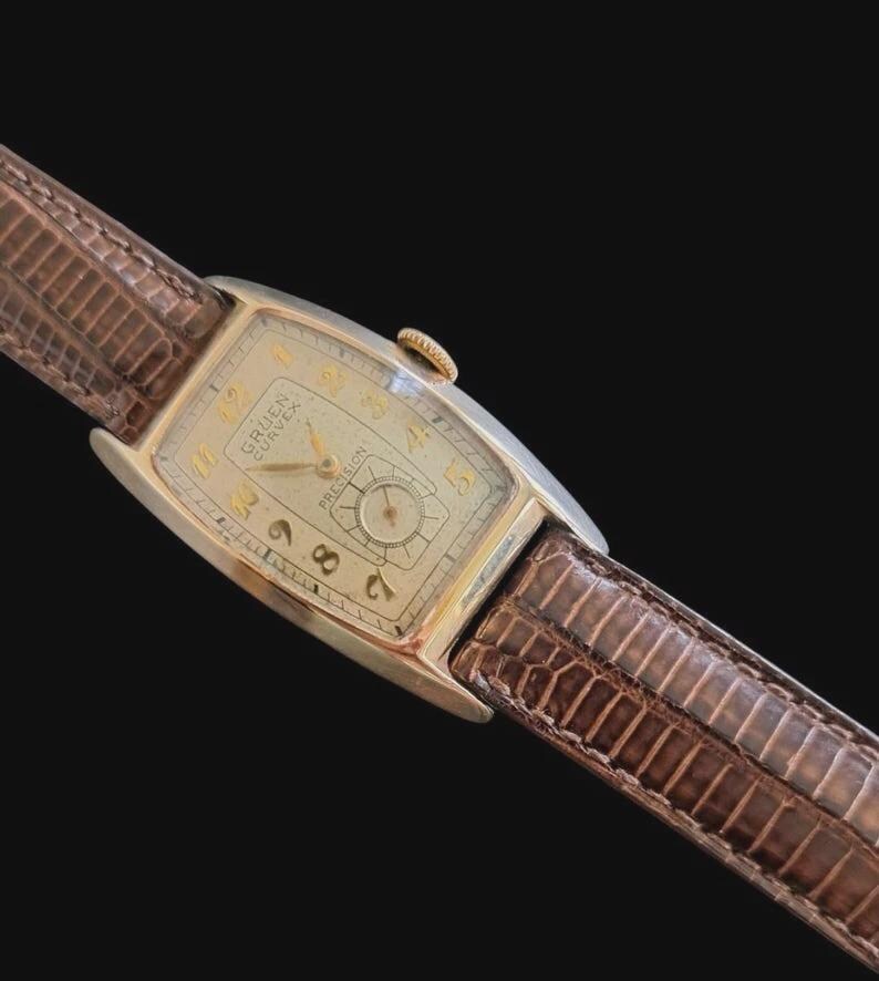 Antique Vintage 1940's Gruen Curvex 10K GF Watch Dapper Swing