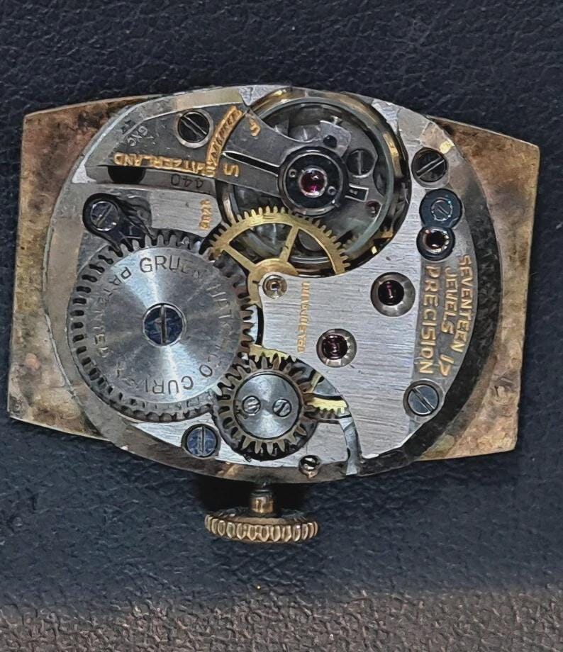 Antique Vintage 1940's Gruen Curvex 10K GF Watch Dapper Swing