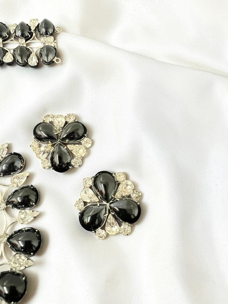 SALE!! 1950 Vintage Rare Weiss Parure Set Necklace Bracelet Earrings Brooch Set Gorgeous Beautiful Perfect
