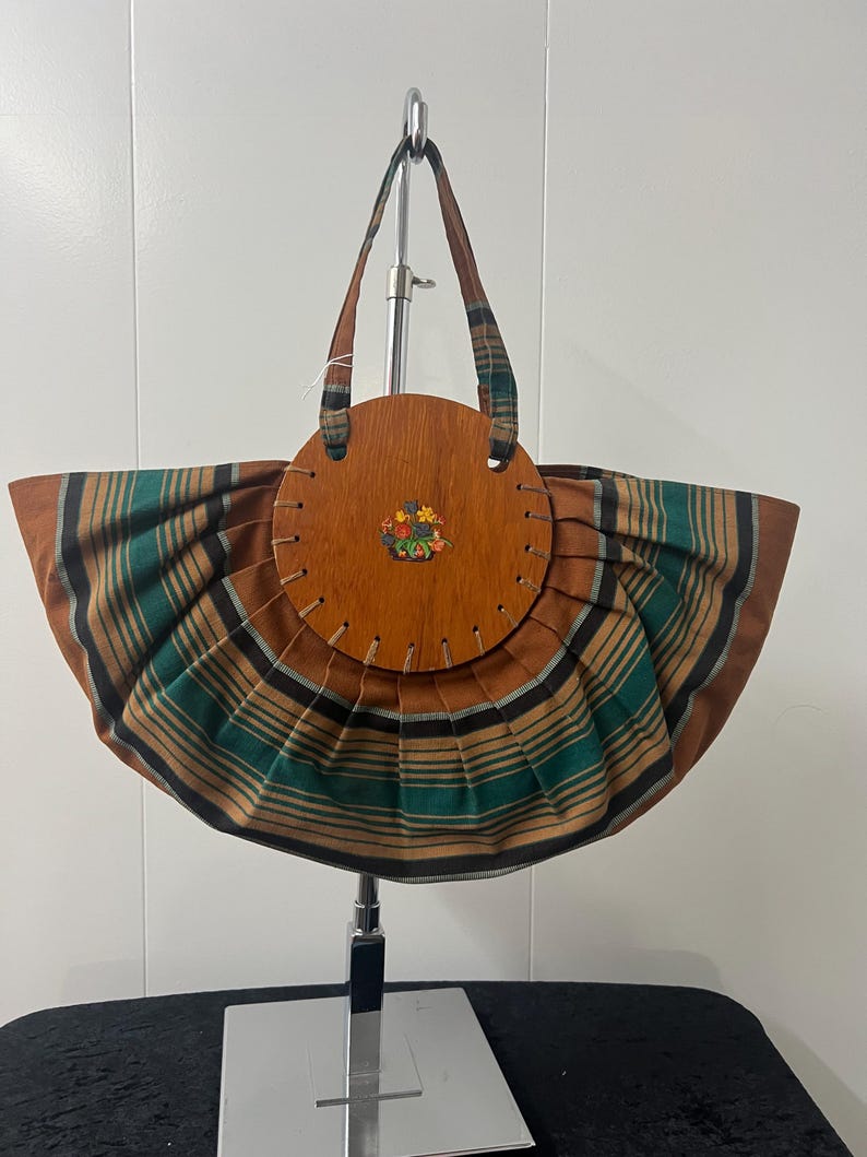 SALE!! 1940's Bonnie Bag Purse with Floral Applique Front & Back Excellent