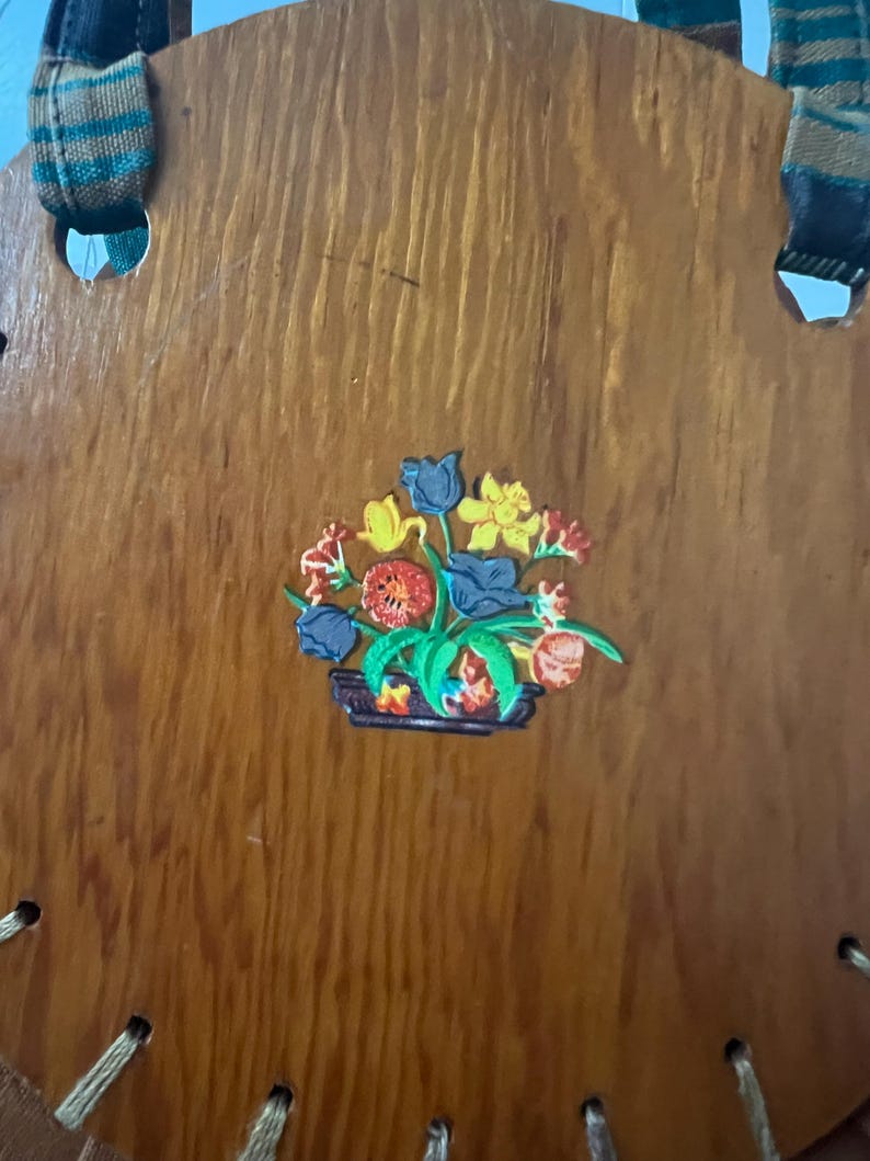 SALE!! 1940's Bonnie Bag Purse with Floral Applique Front & Back Excellent