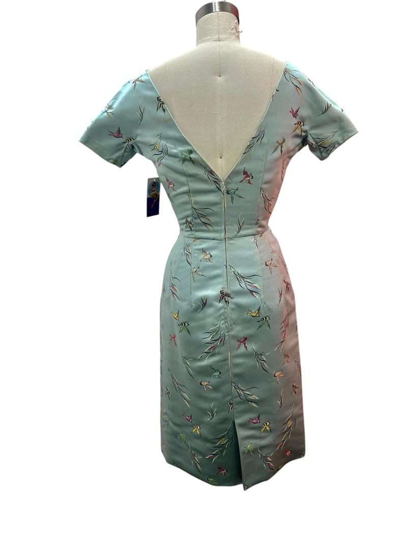 SALE!! 1950's Vintage Satin Embroidered Asian Design Dress Matching Heels
