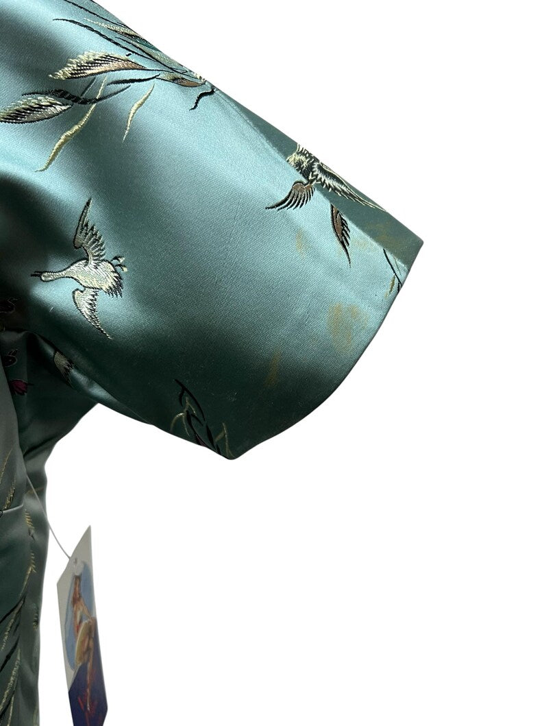 SALE!! 1950's Vintage Satin Embroidered Asian Design Dress Matching Heels