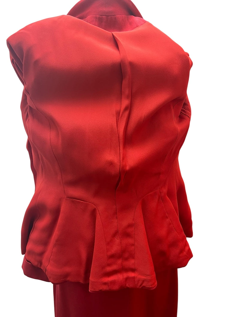 SALE!! 1940's 1950's Vintage Red Wool Gabardine Suit Lilli Ann Style Amazing Peplum