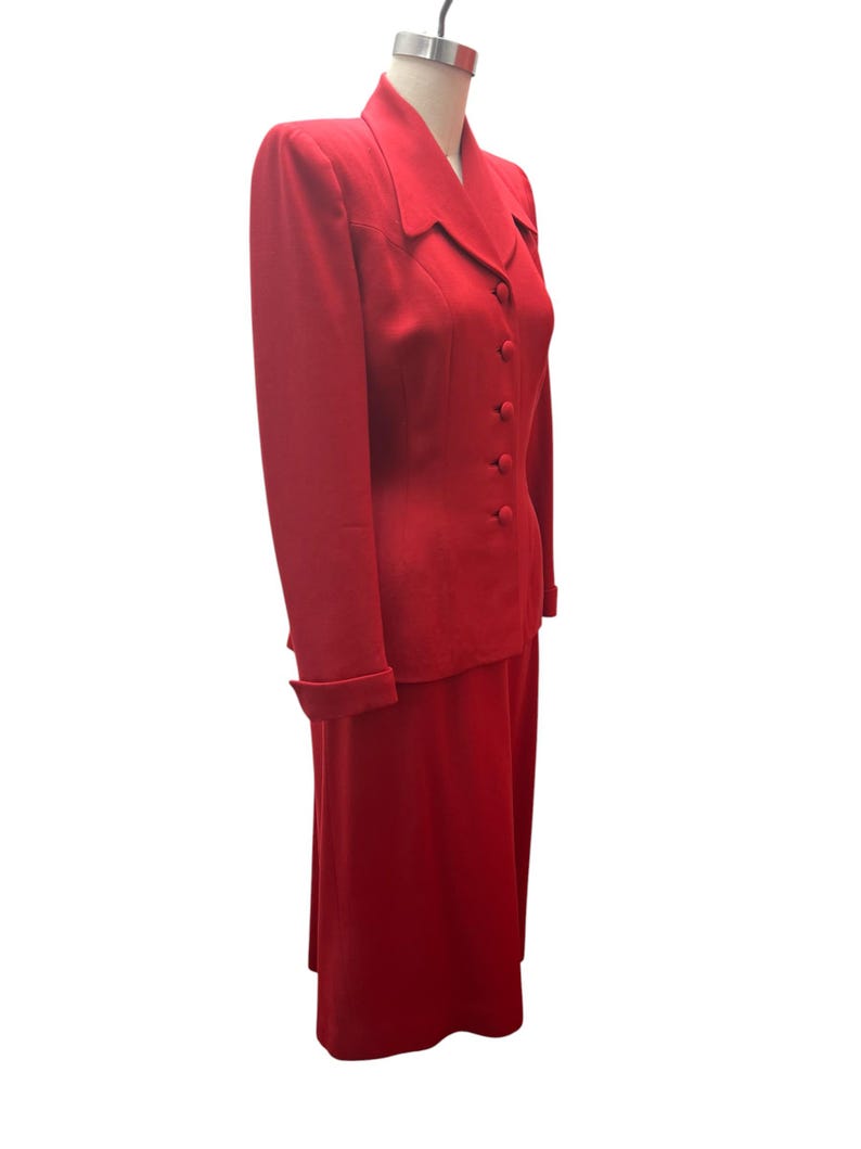 SALE!! 1940's 1950's Vintage Red Wool Gabardine Suit Lilli Ann Style Amazing Peplum