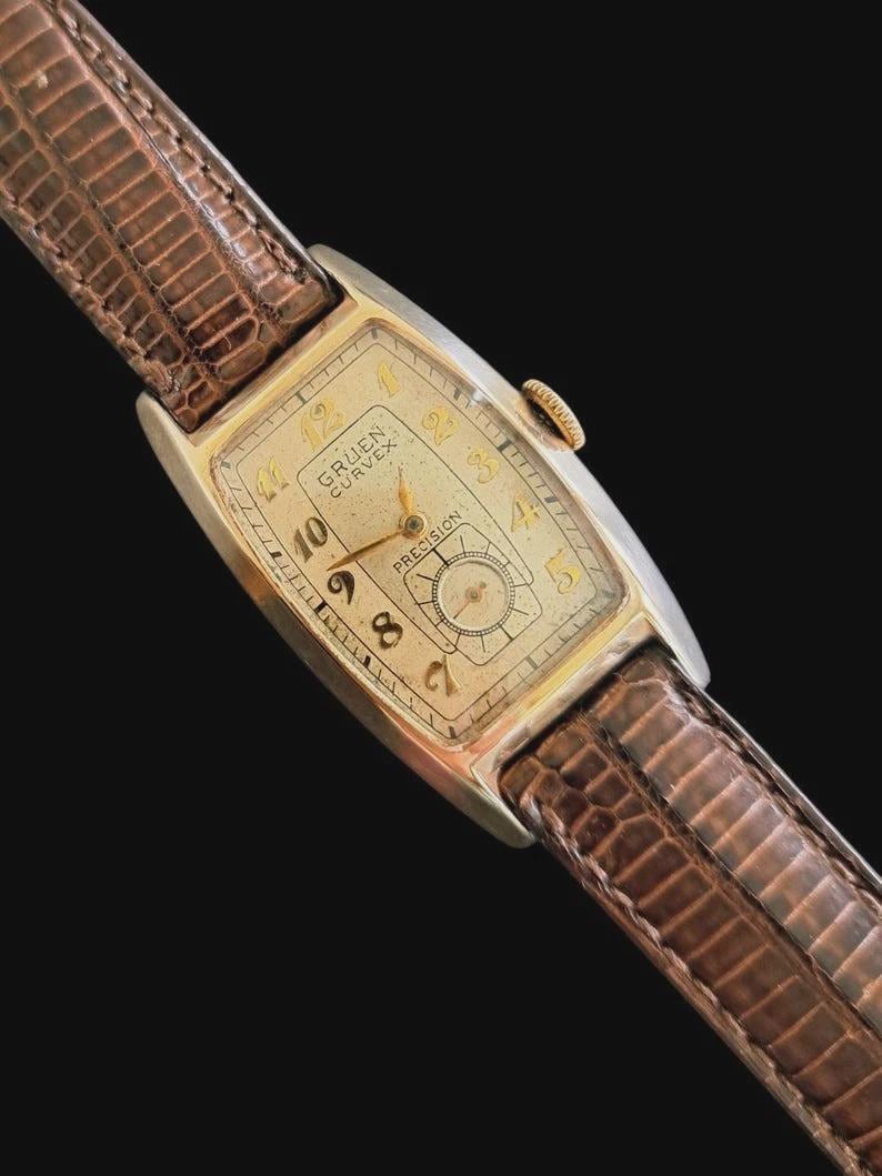 Antique Vintage 1940's Gruen Curvex 10K GF Watch Dapper Swing