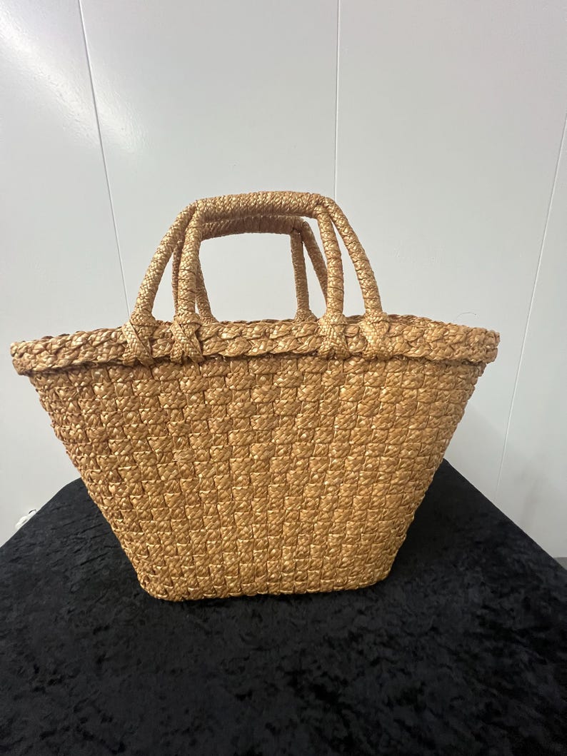 SALE!! 1950's Straw Basket Large Tote Purse Excellent