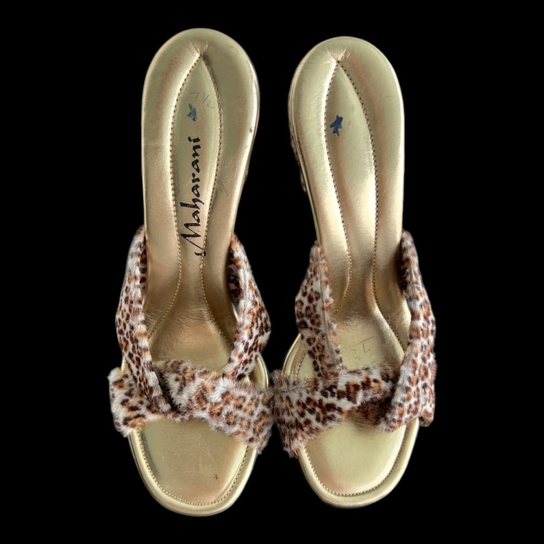 SALE!! Vintage 1980's Does 50's Size 7 1/2 Stilettos Slide Leopard Print Heels