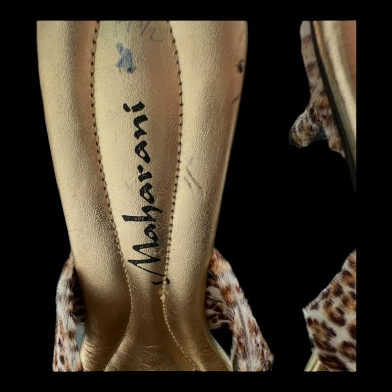 SALE!! Vintage 1980's Does 50's Size 7 1/2 Stilettos Slide Leopard Print Heels