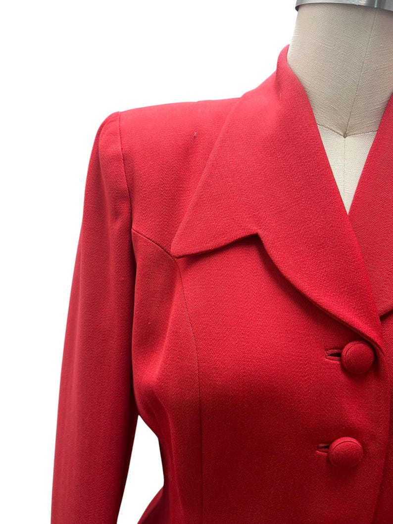 SALE!! 1940's 1950's Vintage Red Wool Gabardine Suit Lilli Ann Style Amazing Peplum