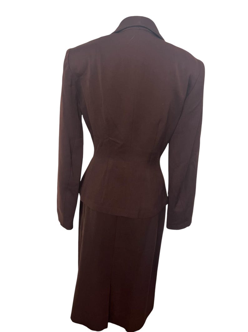 SALE!! 1940's 1950's Vintage Deep Chocolate Brown Wool Gabardine Suit Lilli Ann Style Amazing