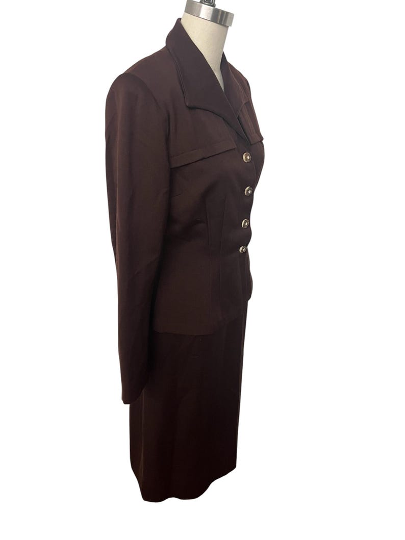 SALE!! 1940's 1950's Vintage Deep Chocolate Brown Wool Gabardine Suit Lilli Ann Style Amazing