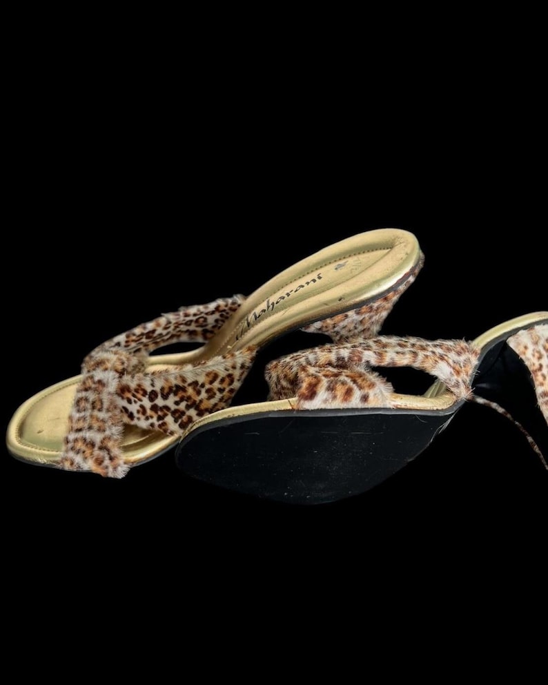 SALE!! Vintage 1980's Does 50's Size 7 1/2 Stilettos Slide Leopard Print Heels