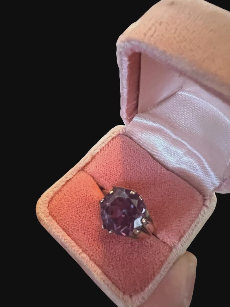Antique Vintage 1940's Men's 10K Rose Gold Ring with Deep Purple Quartz Stone Size 9.75
