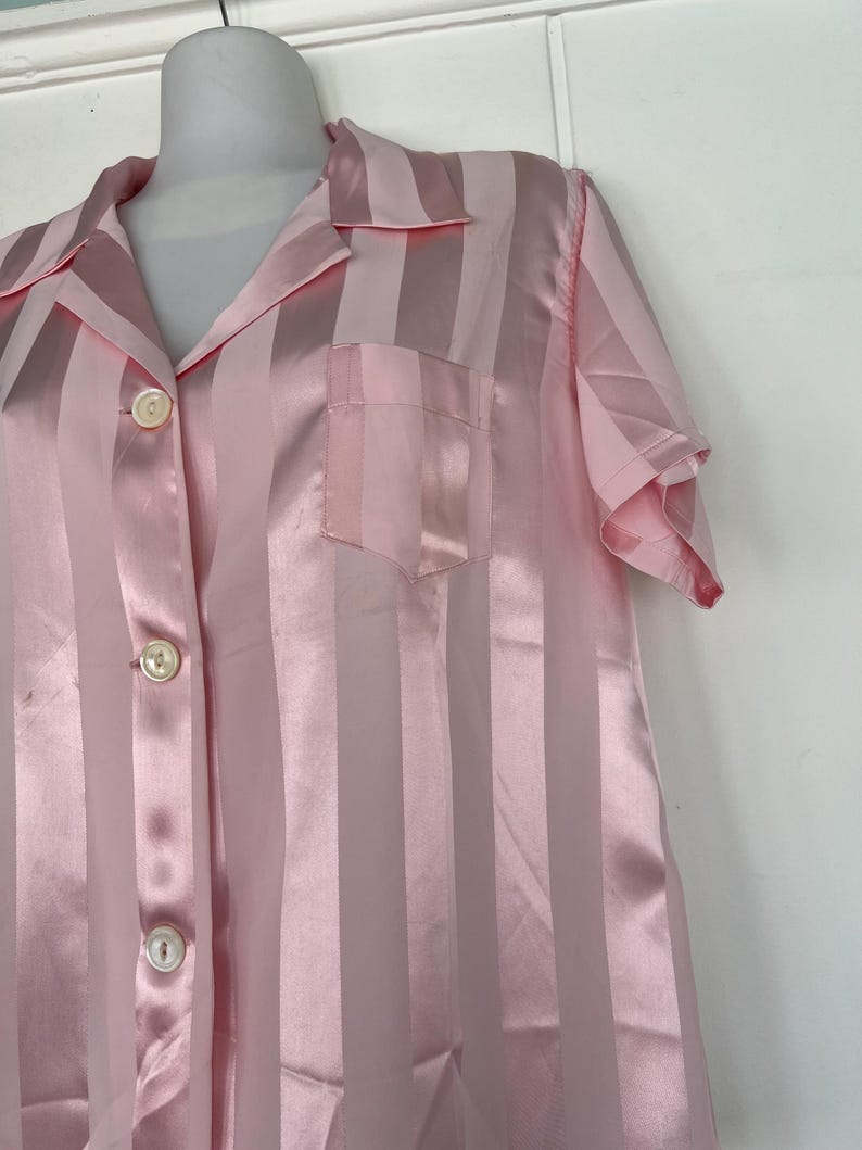 NEW ARRIVAL! 1940's 1950's Rare Vintage Soft Pink Striped Satin Silky Lounging PJ's