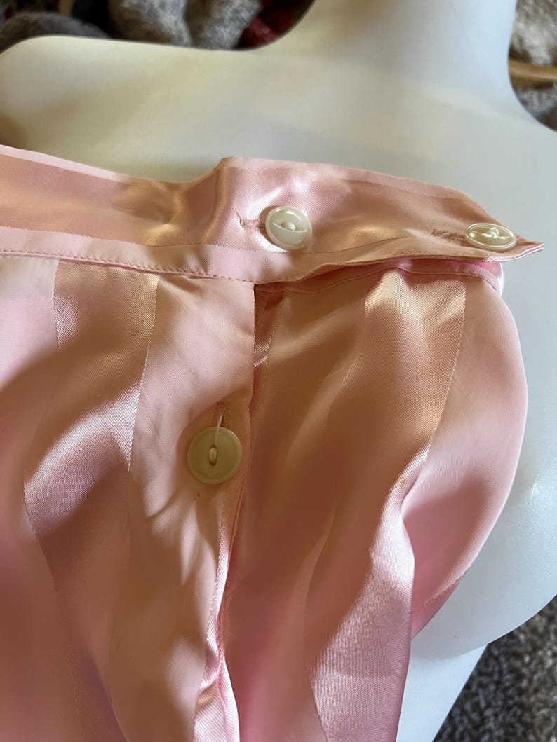 NEW ARRIVAL! 1940's 1950's Rare Vintage Soft Pink Striped Satin Silky Lounging PJ's