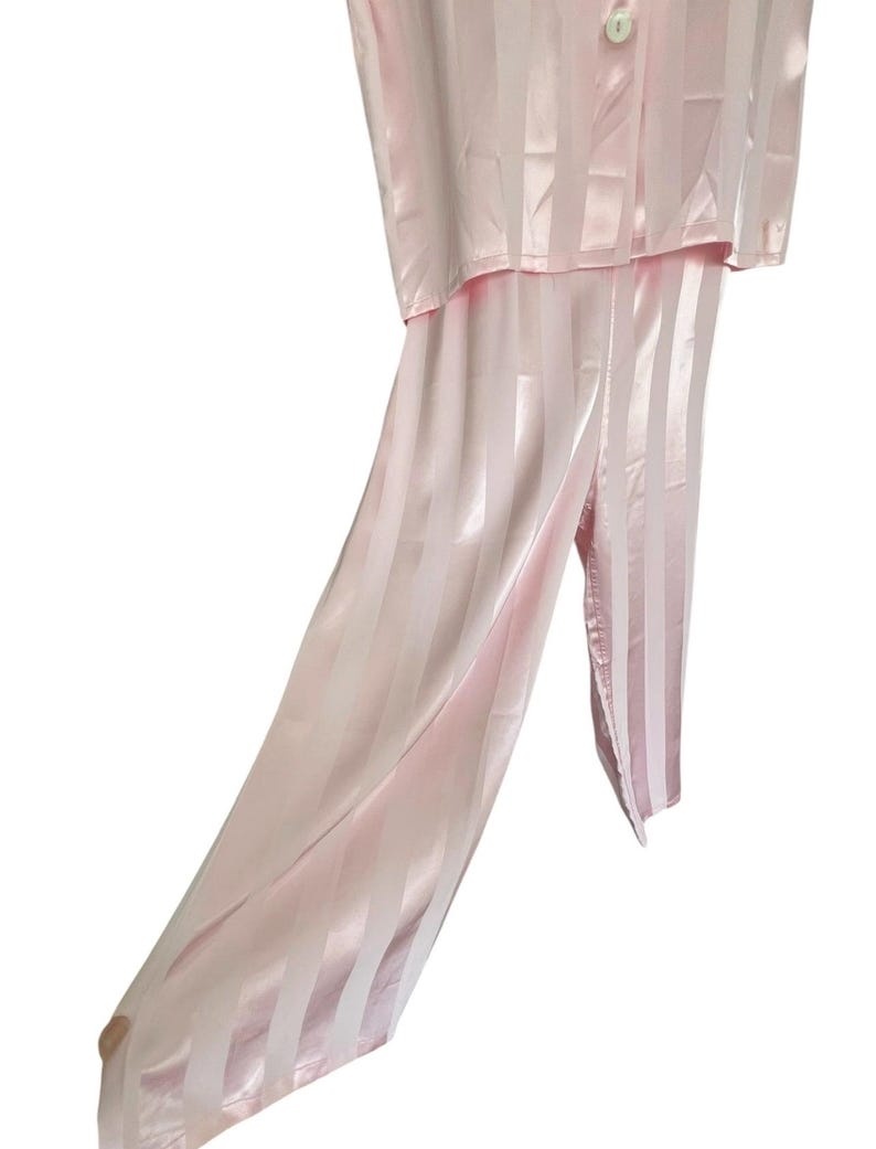 NEW ARRIVAL! 1940's 1950's Rare Vintage Soft Pink Striped Satin Silky Lounging PJ's