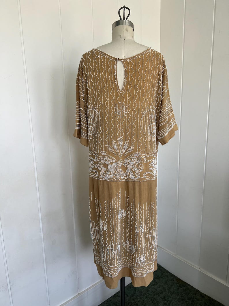 1920 1930 Vintage Antique Lovely Crepe Beaded Evening Day Dress