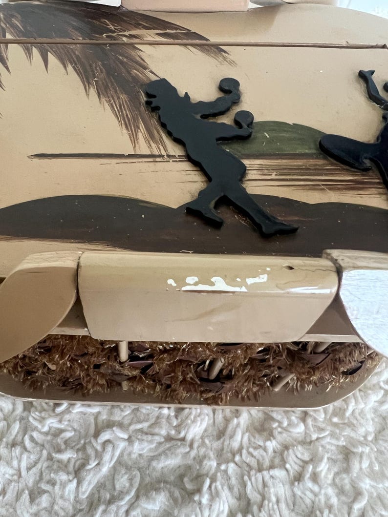 Original Rare Vintage 1950 Suki Original Miami, Fla Dancing Cuban Dancers Wood and Raffia Box Purse