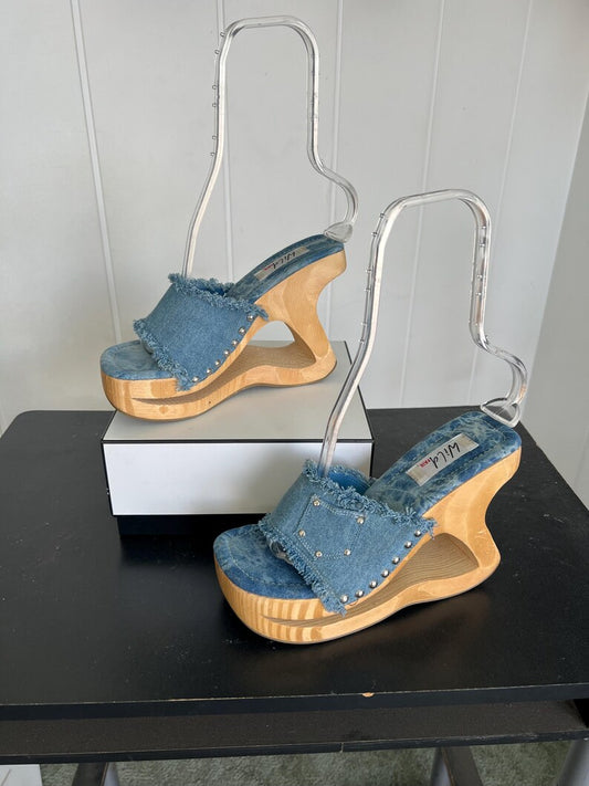 1993 Wild Pair Does 1970's Vintage Wood Platform Shoes Size 8.5 Never Used