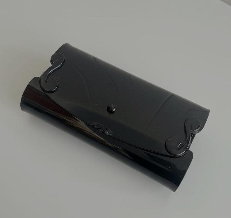 Original Rare Shape Vintage 1950 Rosenfeld Lucite Clutch Black Purse