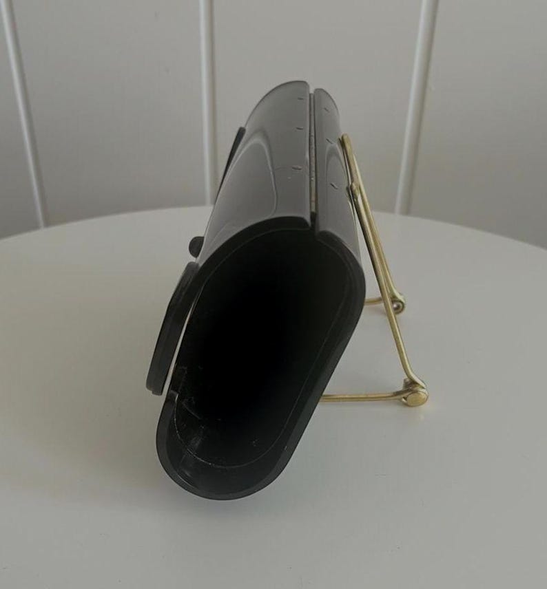 Original Rare Shape Vintage 1950 Rosenfeld Lucite Clutch Black Purse