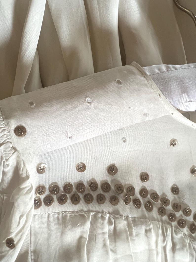 1940's Wedding Evening Flowing Gown Creamy White Chiffon Sequins Front & Back Gorgeous