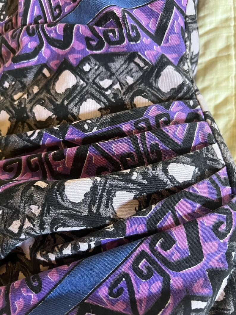 1950's Vintage Never Used Sea Fashions of California Dark Purple Black Print Design One Piece Swimsuit