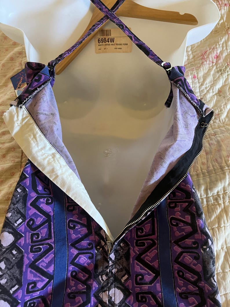 1950's Vintage Never Used Sea Fashions of California Dark Purple Black Print Design One Piece Swimsuit