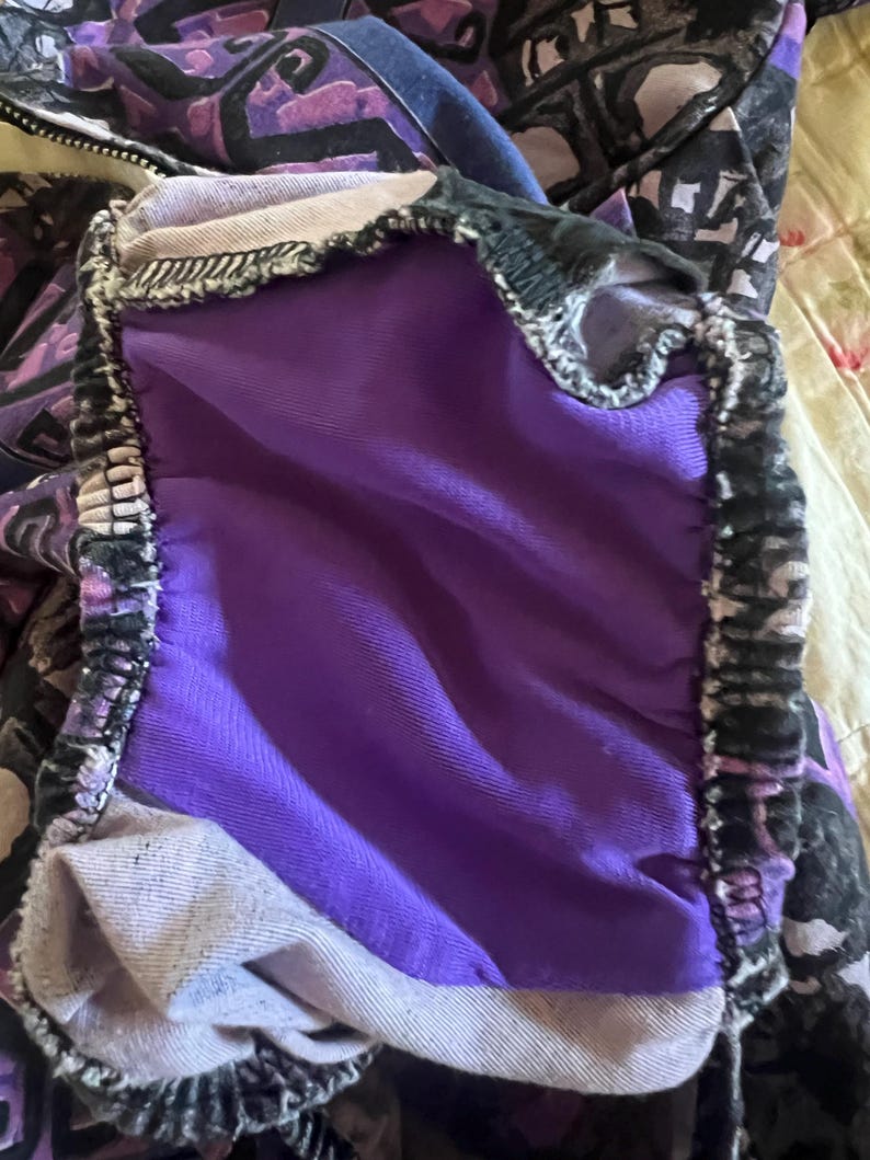 1950's Vintage Never Used Sea Fashions of California Dark Purple Black Print Design One Piece Swimsuit