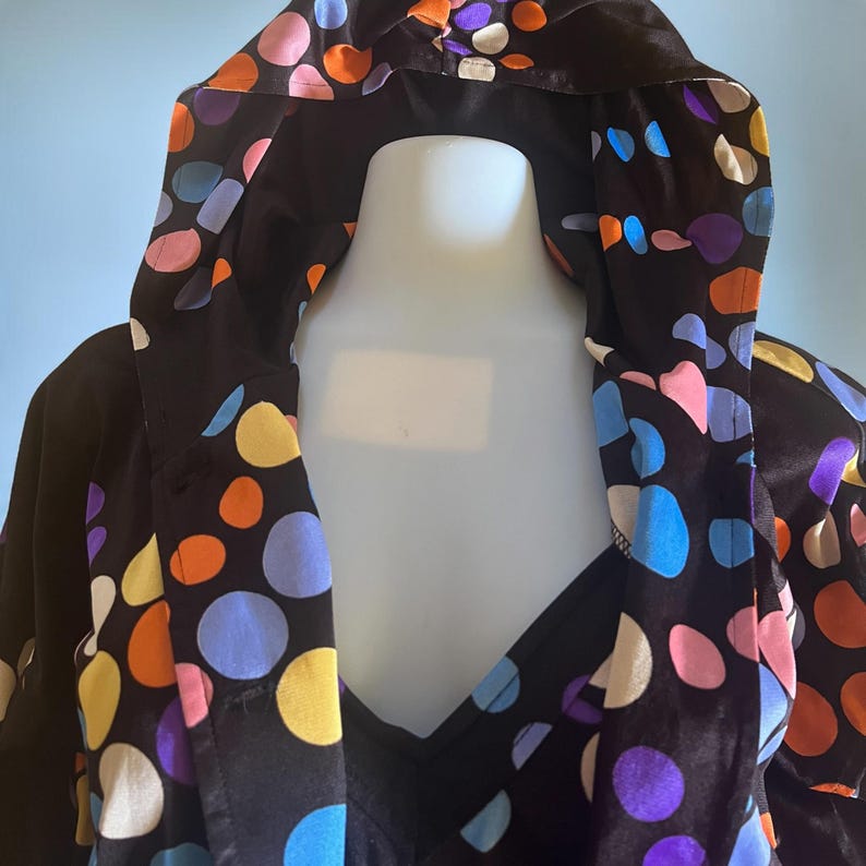 1960 1970 Vintage Size 12 Jantzen Black with Vibrant Polka Dots Swimsuit & Matching Hooded Jacket