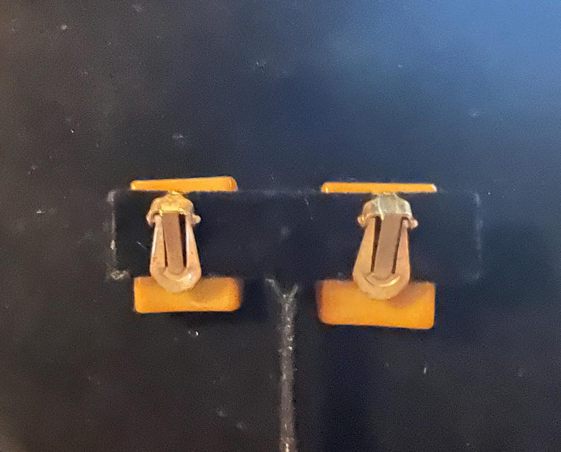 1940's Rare Crescent Moon Butterscotch Bakelite Choker Necklace & Earring Set