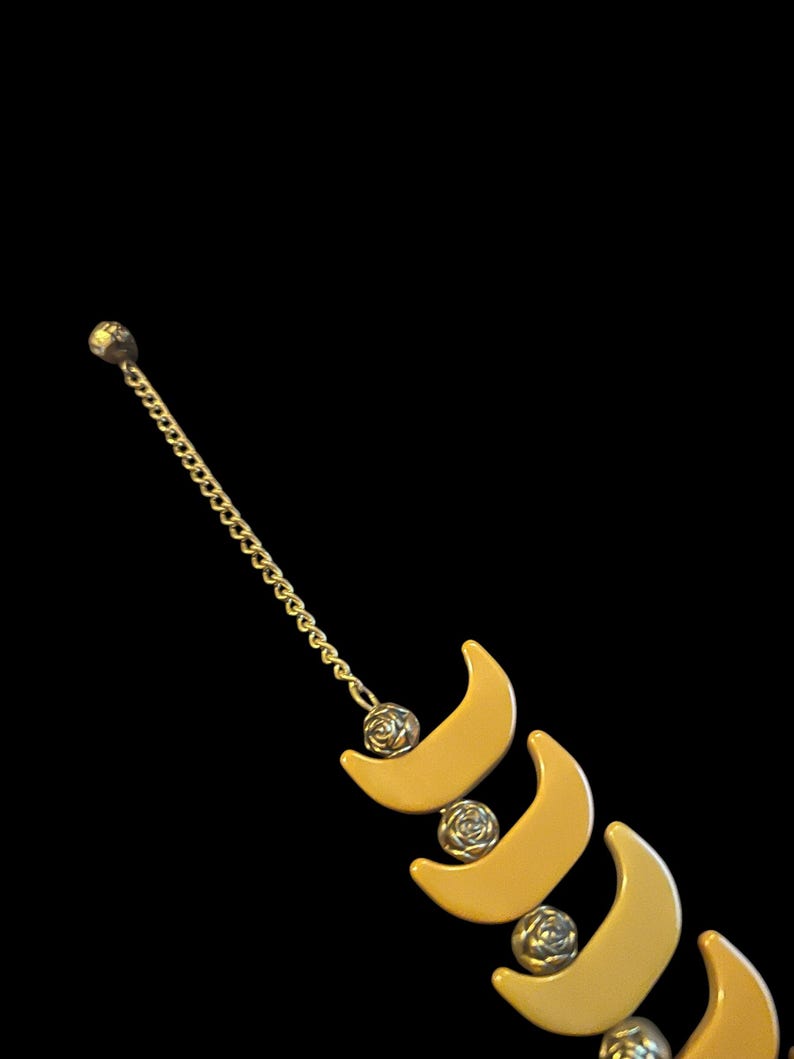 1940's Rare Crescent Moon Butterscotch Bakelite Choker Necklace & Earring Set