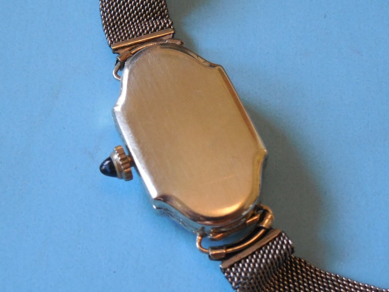 1900 1920 Antique Estate VTG 18K White Gold Goering Watch Lavender Face