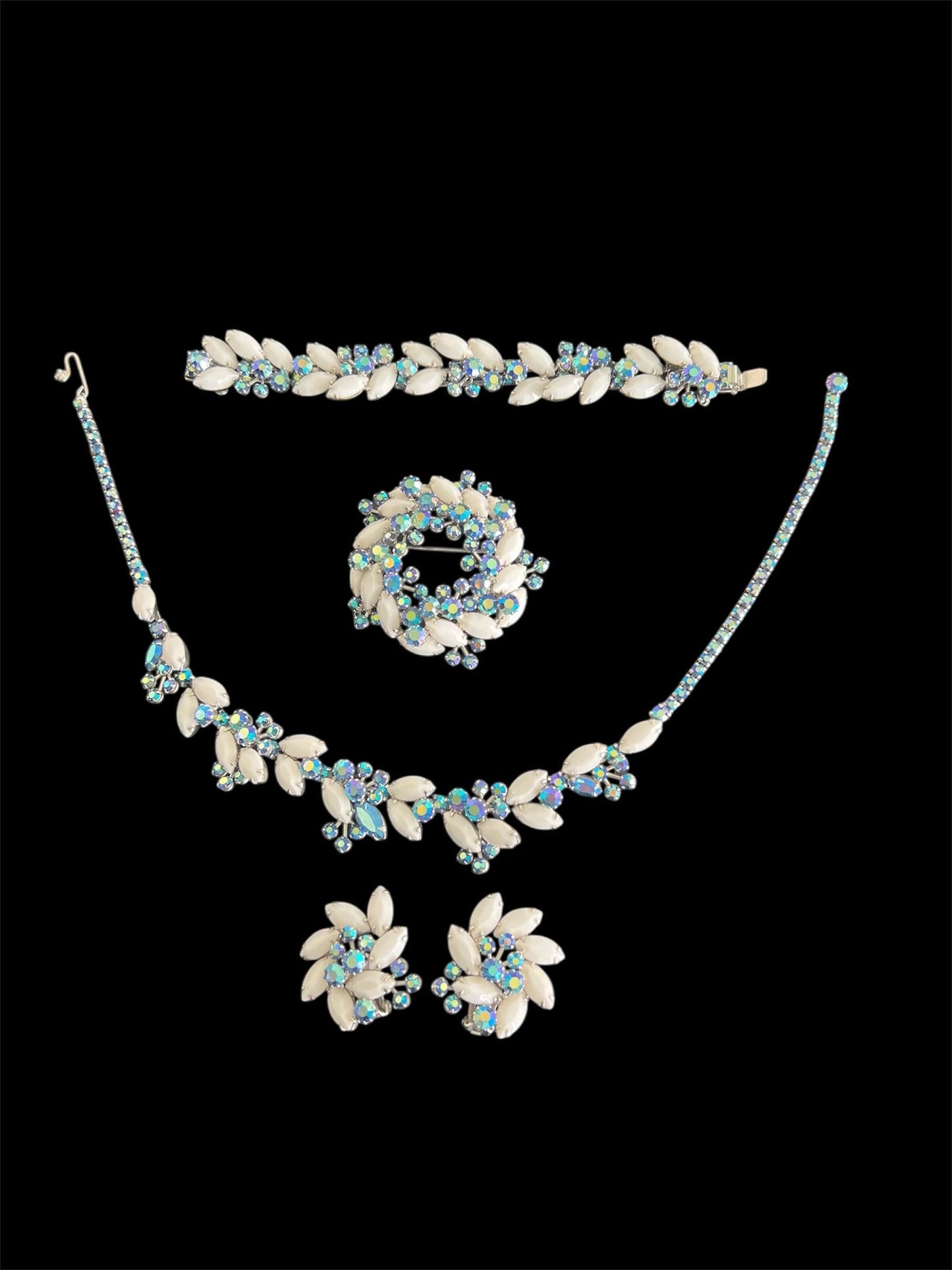 SOLD! 1950 Vintage Rare Weiss Parure Set Necklace Bracelet Earrings Brooch Set Gorgeous Beautiful Perfect