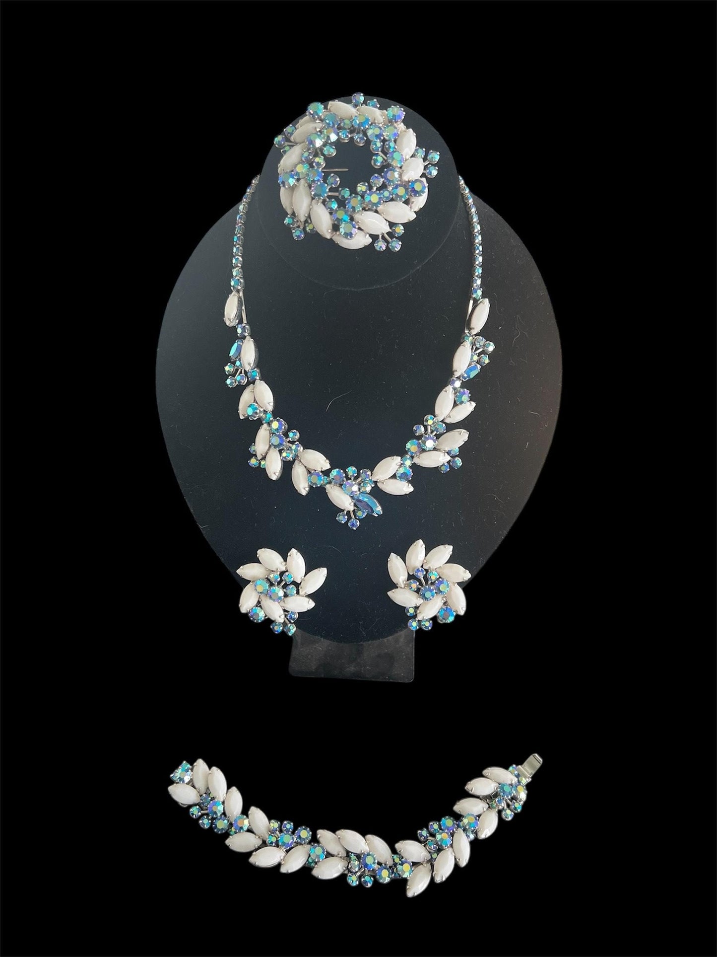 SOLD! 1950 Vintage Rare Weiss Parure Set Necklace Bracelet Earrings Brooch Set Gorgeous Beautiful Perfect