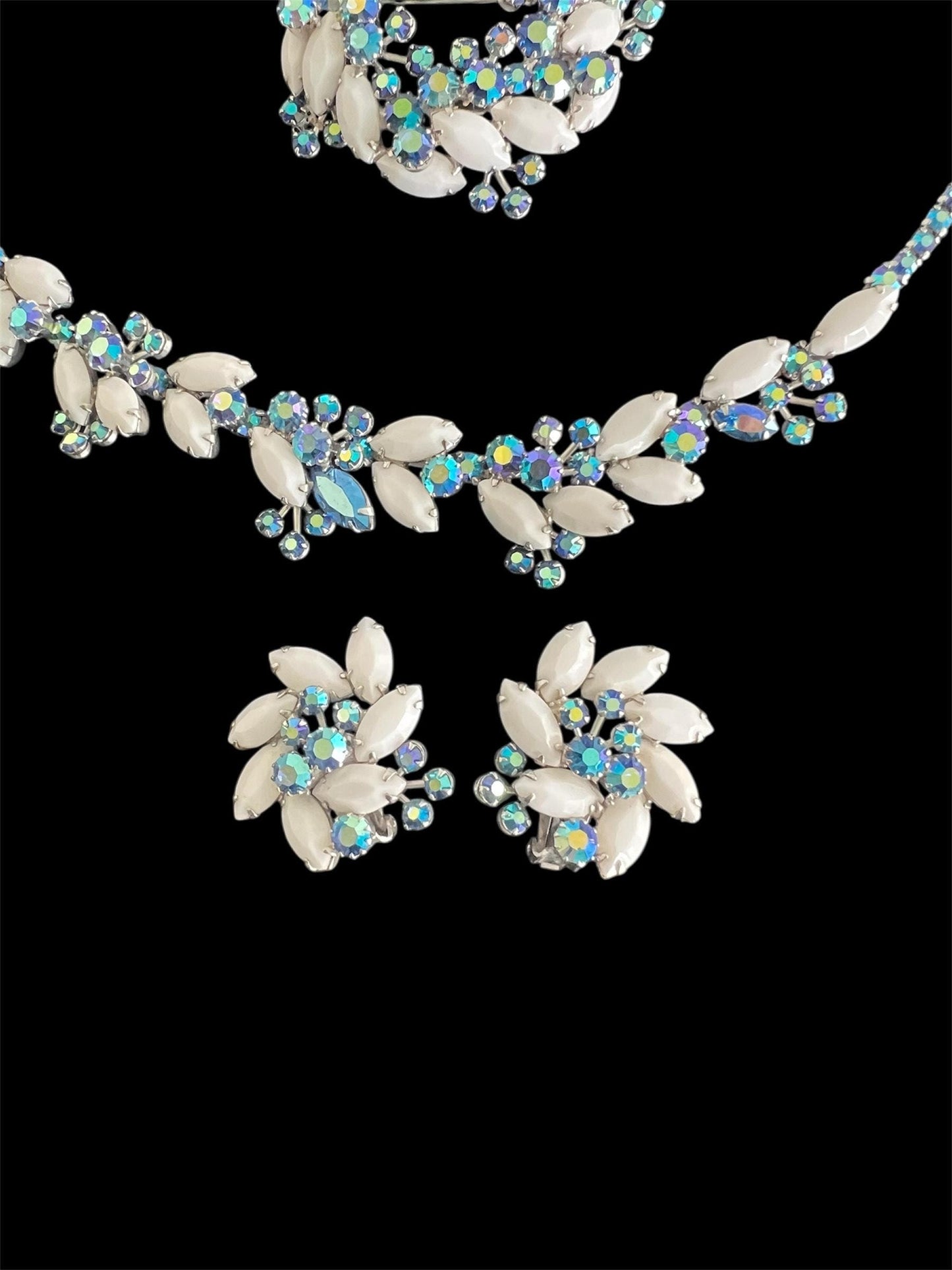 SOLD! 1950 Vintage Rare Weiss Parure Set Necklace Bracelet Earrings Brooch Set Gorgeous Beautiful Perfect
