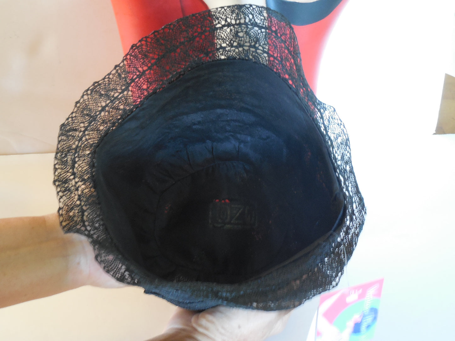 SOLD! Vintage 1920 Black Lace Large Size Cloche Perfect