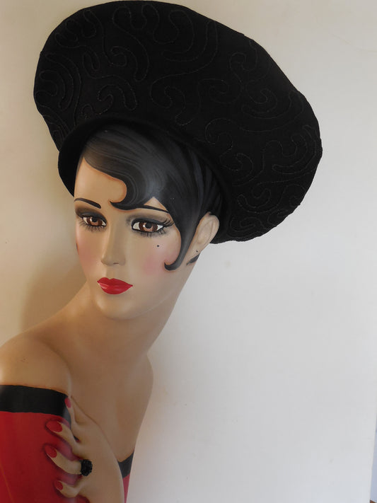 SOLD! Vintage 1940 Large Wool Saucer Hat with Rope Design